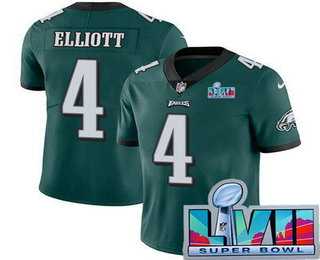Men & Women & Youth Philadelphia Eagles #4 Jake Elliott Limited Green Super Bowl LVII Vapor Jersey->kansas city chiefs->NFL Jersey